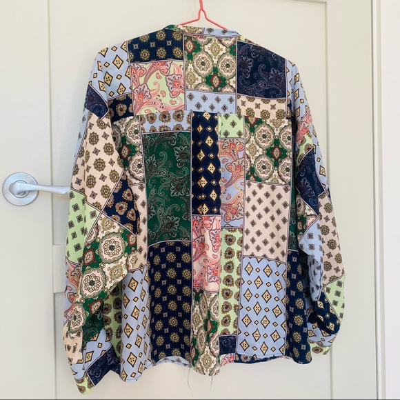 zara blouse size L long sleeve shirt paisley - Picture 4 of 4